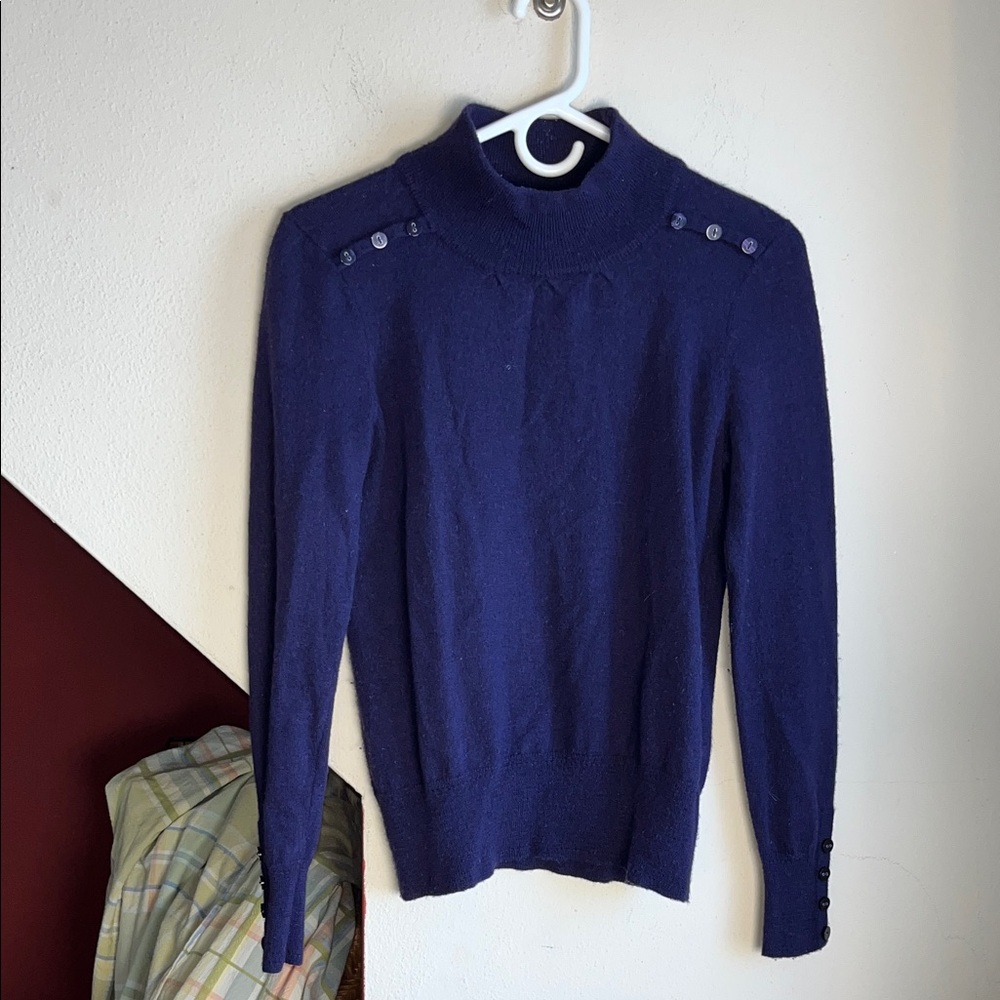 Carole Little Women's Purple Mock Neck Italian Merino Wool Sweater M‎